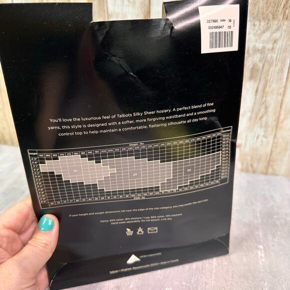 Talbots Silky Sheer Pale Nude Control Top Sheer Toe Pantyhose - Size: 2X - Picture 4 of 5